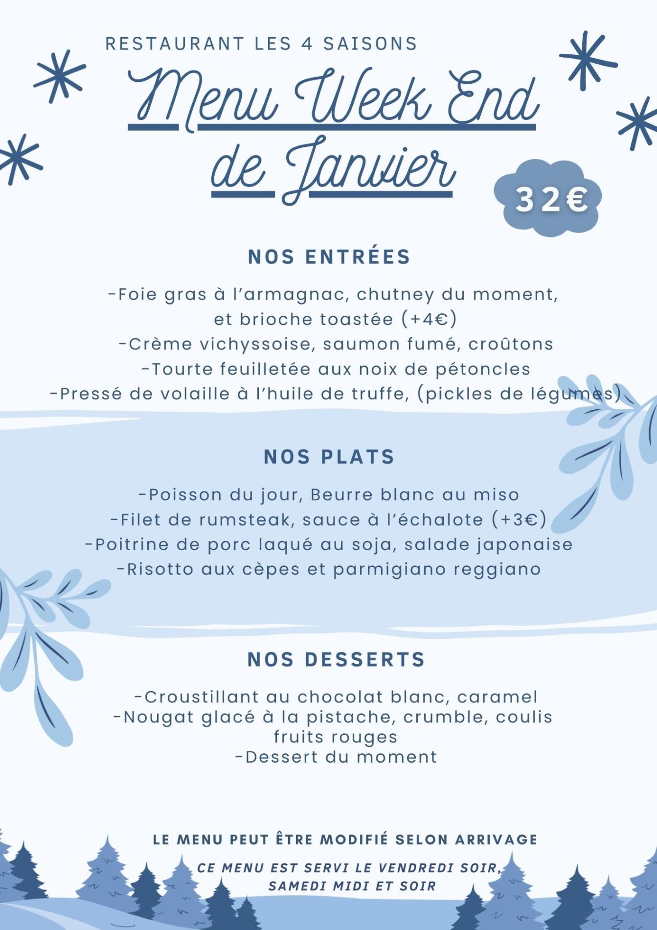Menu Janvier